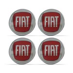 Ficha técnica e caractérísticas do produto Jogo de Adesivo Emblema Resinado para Calota Fiat com 4 Peças - Vermelho 58mm