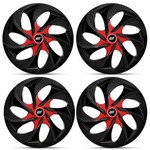 Ficha técnica e caractérísticas do produto Jogo de Calota Esportiva Tuning Aro 14 Universal Prime Preto e Vermelho 4 Peças