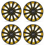 Ficha técnica e caractérísticas do produto Jogo de Calota Esportiva Tuning Elite Aro 13 Universal Yellow Amarelo e Preto 4 Peças