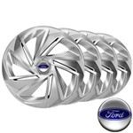 Ficha técnica e caractérísticas do produto Jogo de Calotas Esportivas Aro 13 Nitro Silver com Emblema Ford Fiesta Ka Escort Courier - Elitte LC210