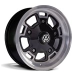 Jogo de Rodas Fusca Aro 15 X 6,0 5x112 ET24 Volkswagen Volcano Germany Preto Diamantado