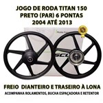 Ficha técnica e caractérísticas do produto Jogo de Rodas Titan Liga Leve 150 Alumínio Preto 6 Pontas 2004/2013