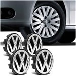 Ficha técnica e caractérísticas do produto Jogo de Sub Calota Volkswagen 51mm Centro de Roda Preto e Cromado 4 Peças