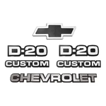 Ficha técnica e caractérísticas do produto Jogo Emblemas Chevrolet D20 Gravata Preta Custom 1983 A 1996