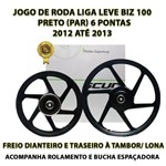 Jogo Roda Liga Leve Biz 100 Alumínio Preto 6 Pontas 2012 / 2013