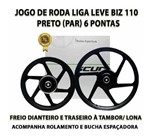 Ficha técnica e caractérísticas do produto Jogo Roda Liga Leve Biz 110 Alumínio Preto (par) 6 Pontas - Scud