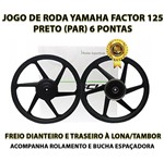 Ficha técnica e caractérísticas do produto Jogo Roda Liga Leve Factor 125 Scud 6 Pontas Freio Tambor