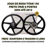 Ficha técnica e caractérísticas do produto Jogo Roda Titan Liga Leve 150 Alumínio Preto 6 Pontas 04/13 - Scud