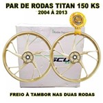 Ficha técnica e caractérísticas do produto Jogo Rodas Liga Leve Titan 150 Ks Alumínio Dourada 5 Pontas