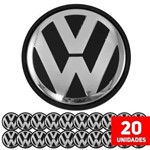 - Kit 20 Calota Miolo de Roda Vw Gol G5 Emblema Cromado 51mm