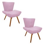 Ficha técnica e caractérísticas do produto Kit 02 Poltrona Decorativa Aline Suede Pés Palito - Rosa