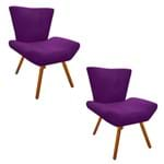 Ficha técnica e caractérísticas do produto Kit 02 Poltrona Decorativa Aline Suede Roxo Pés Palito - D'Rossi