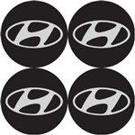 Ficha técnica e caractérísticas do produto Kit 4 Adesivo PVC P/ Calota Emblema 48mm Hyundai Preto