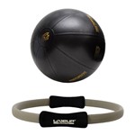 Ficha técnica e caractérísticas do produto Kit Anel de Pilates Toning Ring LIVEUP LS3167CZ Cinza + Bola Fit Ball Training 55cm Pretorian