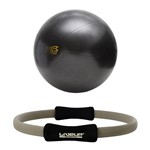 Ficha técnica e caractérísticas do produto Kit Anel de Pilates Toning Ring LIVEUP LS3167CZ Cinza + Bola Fit Ball Training 65cm Pretorian
