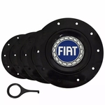 Ficha técnica e caractérísticas do produto Kit Calota Centro Roda Fiat Azul Aro 13 15 Amarok + Chave