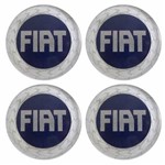 Ficha técnica e caractérísticas do produto Kit Calota Miolo de Roda Emblema Fiat 49,6mm Logo Azul