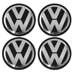 Ficha técnica e caractérísticas do produto Kit Calota Miolo De Roda Vw Gol G5 Emblema Cromado 51mm