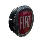 Calotinha Centro de Roda Fiat C49mm Logo Cromo Vermelho
