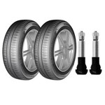 Kit com 2 Pneus Michelin - 195/55 - Energy XM2 - 87H e 2 Bicos de Pressão Cromados para Pneu