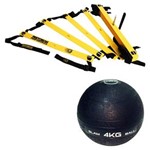 Ficha técnica e caractérísticas do produto Kit Escada de Agilidade com 10 Degraus Pretorian Ec-Pp + Bola Medicine Slam Ball 4 Kg Liveup