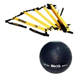 Kit Escada de Agilidade com 10 Degraus Pretorian Ec-pp + Bola Medicine Slam Ball 4 Kg Liveup