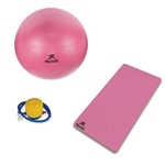 Kit Pilates Bola 65 Cm + Colchonete 1 Mts X 50 Cm X 1 Cm Rosa