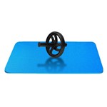 Kit Roda Abdominal Preta + Colchonete Azul 10mm - Natural Fitness