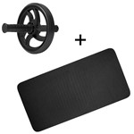 Ficha técnica e caractérísticas do produto Kit Roda Exercício Abdominal + Colchonete Ginástica EVA 10mm - Natural Fitness