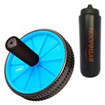 Kit Roda Exercícios Abdominal e Lombar - Exercise Wheel - Liveup Azul + Squeeze Automático 1lt