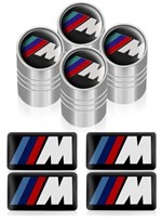 Ficha técnica e caractérísticas do produto Kit Tampa Válvula Bico Pneu + Emblema BMW Motorsport 8 Pçs - Distribuído Frc Magazine