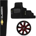 Ficha técnica e caractérísticas do produto Kit Tapete Corsa Classic 03 a 13 Preto +Calotas Elite Preta e Vermelho