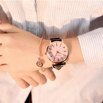 Ficha técnica e caractérísticas do produto Mulheres Moda Couro Grande Dial Luxo Tecido Strap relógio de quartzo Ladies watches