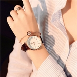 Mulheres Moda Couro Grande Dial Luxo Tecido Strap relógio de quartzo