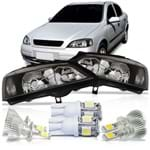 Ficha técnica e caractérísticas do produto Par Farol Astra Hatch Sedan 1998 a 2002 Foco Duplo Máscara Negra com Super Led