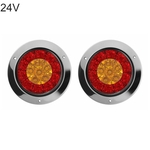 2Pcs 12 / 24V Dual Color LED Truck Trailer Brake Stop Turn Signal Tail Lights