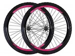 Ficha técnica e caractérísticas do produto Roda 29 Vzan Vnine 36f Preto E Rosa Cubo K7 Shimano E Pneus