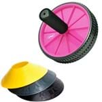 Roda de Exercícios Wheels Rosa LIVEUP + 12 Half Cones Chapéu Chinês Pretorian