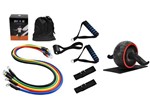 Ficha técnica e caractérísticas do produto Roda Rolinho Abdominal Estabilizador + Kit Tubing Elastico Extensor 11 Peças - Bravus Sport