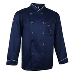 Ficha técnica e caractérísticas do produto Tubulação Chef Jaqueta Casaco Uniforme Manga Longa Hotel Cozinha Vestuário 3XL Azul